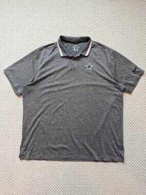Nike Dallas Cowboys Dri-FIT Polo Men’s XL Grey Striped Performance Shirt Golf